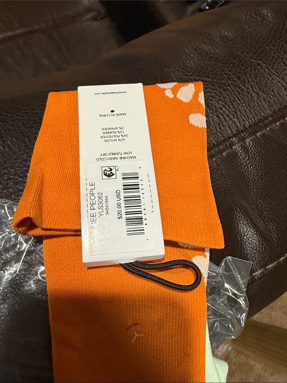 Free People Orange & White Floral Crew Socks